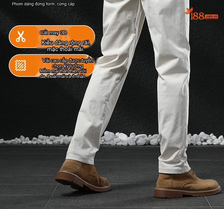 Quần Dài Nam Cotton Ống Đứng Dáng Rộng Thoải Mái Màu Trắng, Đen, Xám chi tiết 7