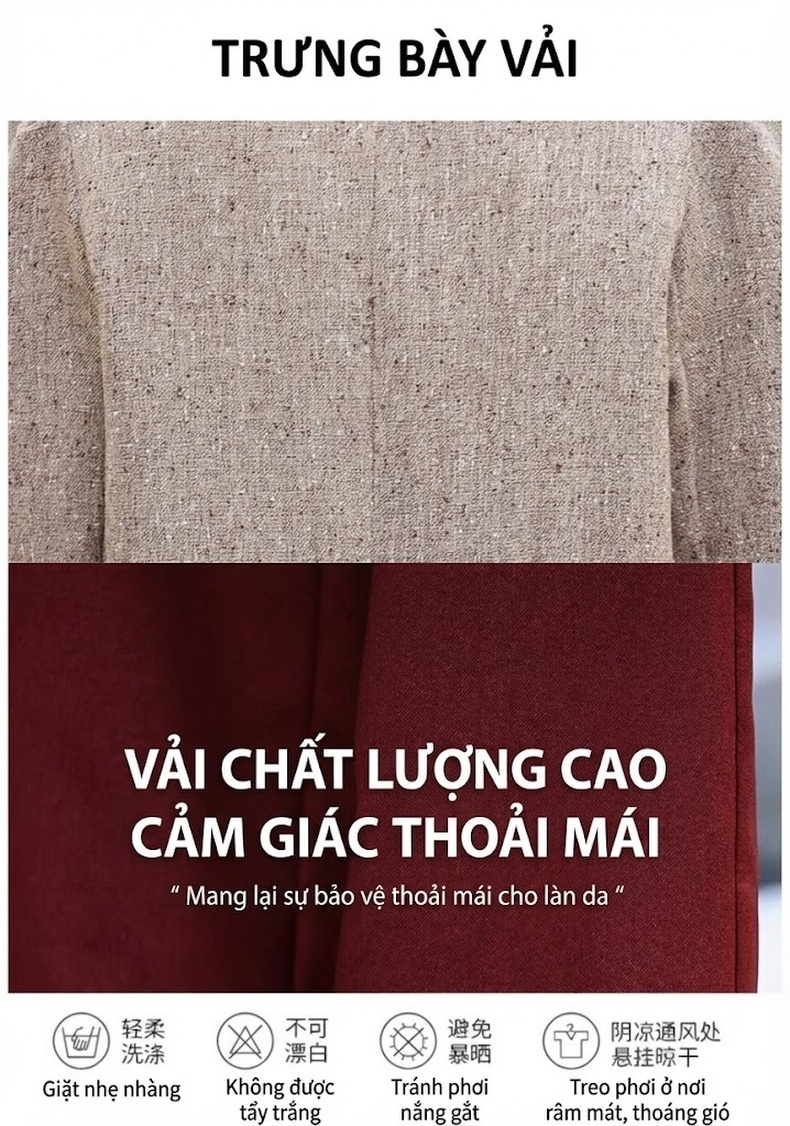 Set Bộ Tiểu Thư Áo Khoác Quần Ống Rộng Phong Cách Hàn Quốc Màu Nâu, Đỏ chi tiết 17
