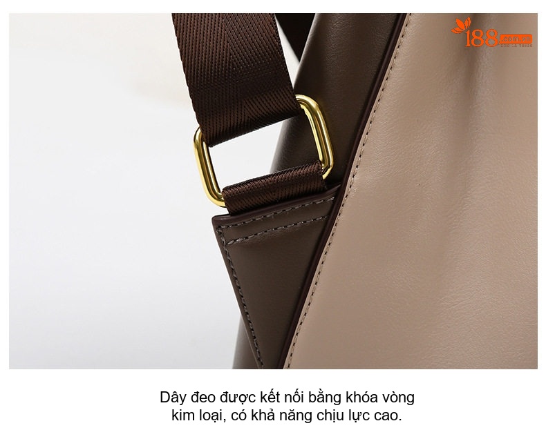 Balo Nữ Da Bóng Kiểu Dáng Đơn Giản Phối Màu Thời Trang Màu Nâu, Be chi tiết 19