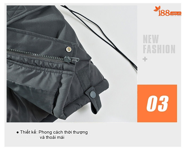 Áo Gilet Phao Nam Nữ Mùa Đông Dáng Rộng Cổ Trụ Túi Hộp Màu Đen, Trắng, Xám chi tiết 9