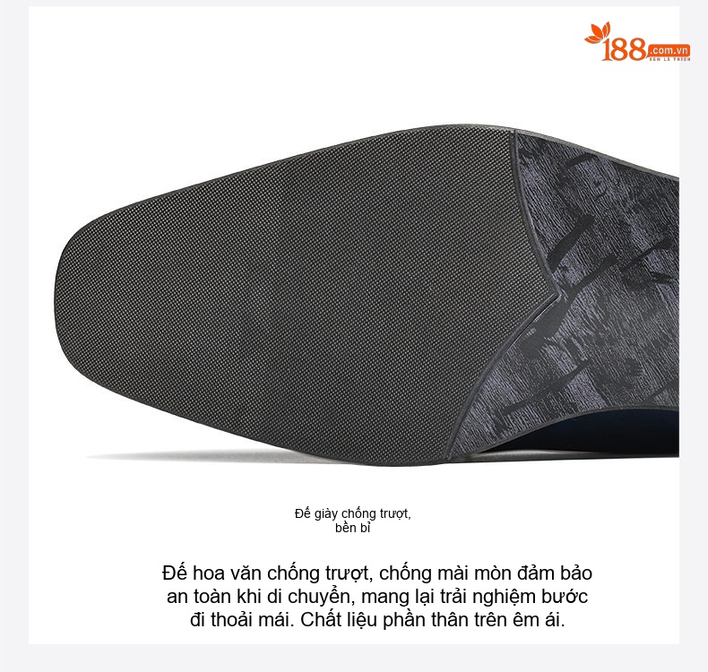 Giày Tây Buộc Dây Nam Da Bò Chiều Cao Đế Khoảng 3cm Màu Nâu, Đen, Xanh Dương chi tiết 5