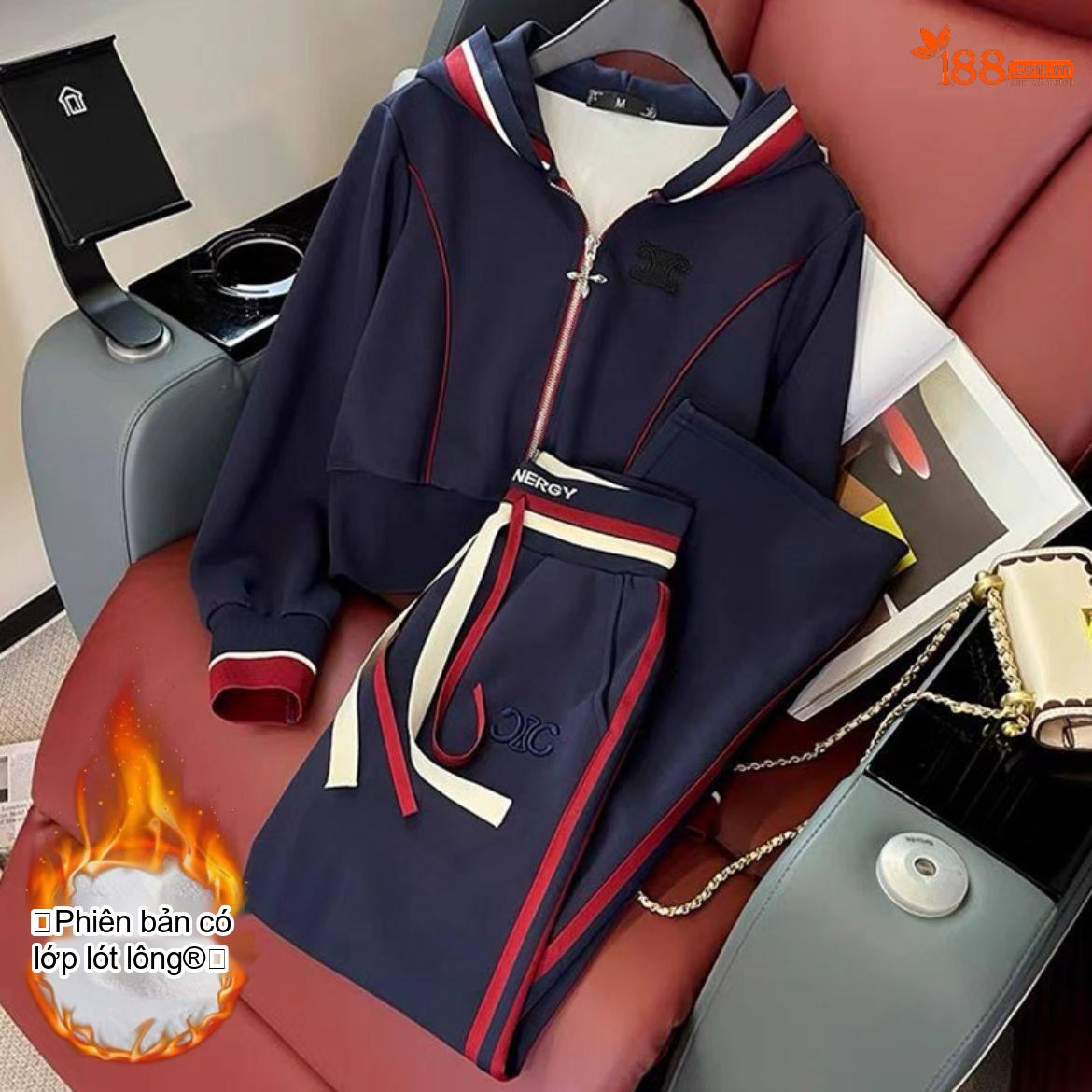 Bộ đồ thể thao nữ dáng rộng áo hoodie quần ống suông