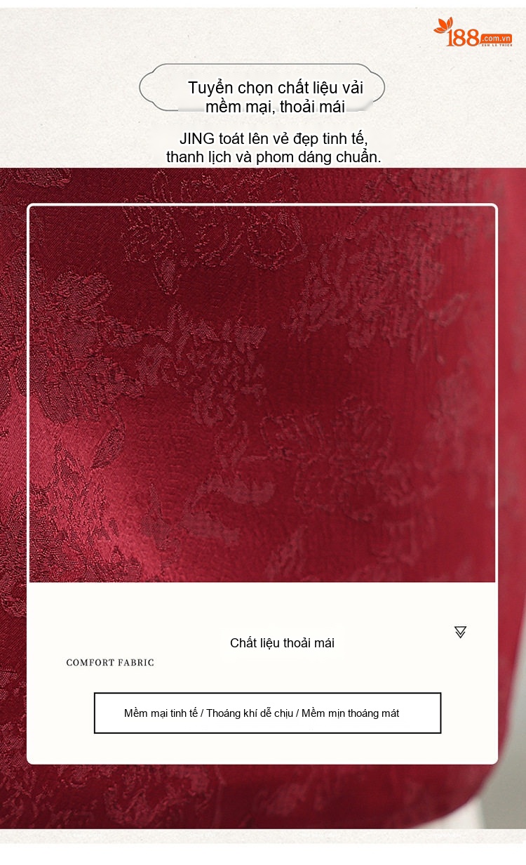Áo Khoác Lửng Nữ Họa Tiết Jacquard Phong Cách Trung Hoa Cổ Điển Màu Đỏ, Đen chi tiết 9