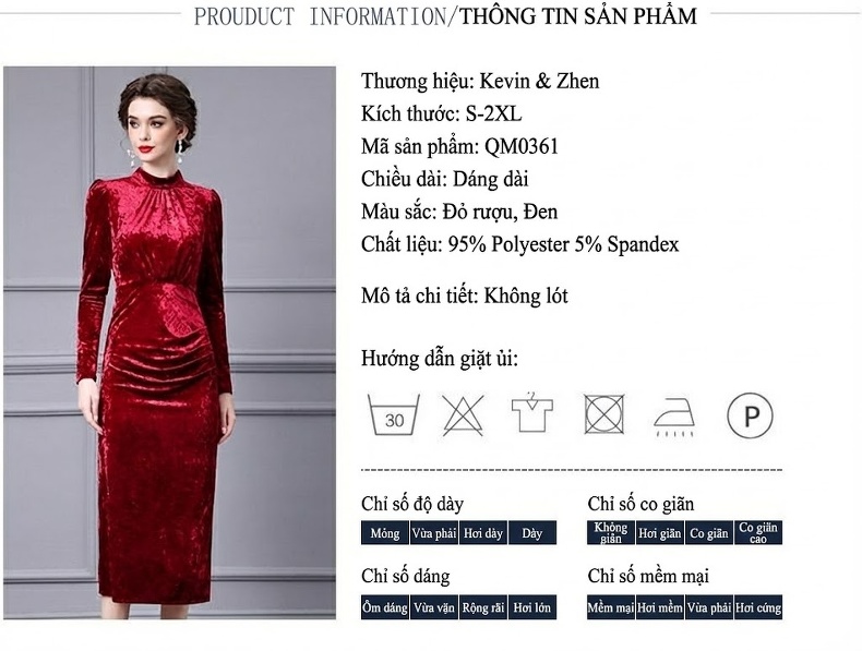 Đầm Ôm Body Nữ Vải Nhung Gân Cao Cấp Cổ Trụ Thắt Nơ Phong Cách Quý Bà Màu Đỏ, Đen chi tiết 18