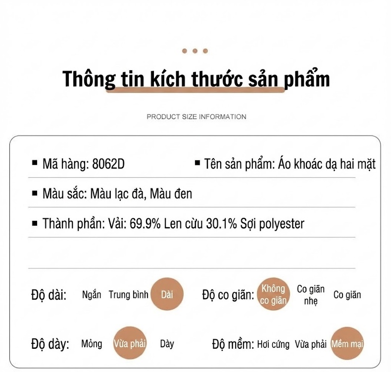Áo Khoác Dạ Nam Dáng Dài Thắt Eo Hai Hàng Khuy Dày Dặn Phong Cách Hàn Quốc Màu Be, Đen chi tiết 14