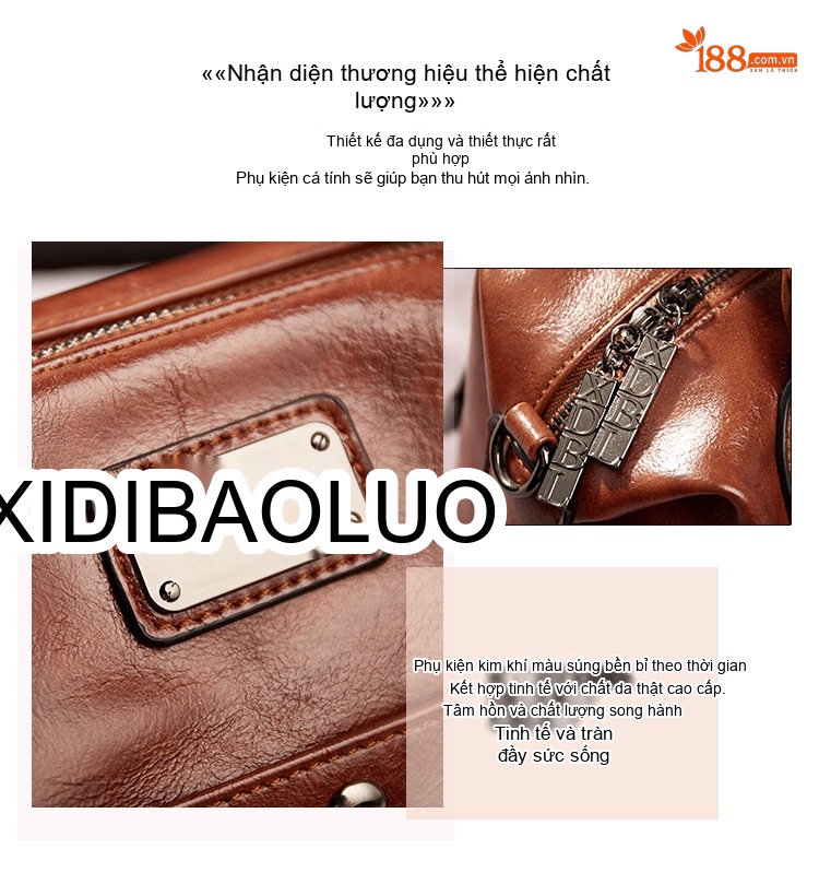 Túi Xách Nữ Da Bóng Đeo Vai Đeo Chéo Dáng Gối Cỡ Lớn Phong Cách Retro Châu Âu Màu Nâu chi tiết 12