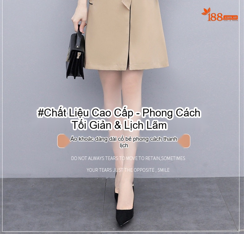 Áo Khoác Mangto Nữ Dáng Dài Thắt Eo Phong Cách Anh Quốc Thanh Lịch Màu Be, Hồng, Xanh chi tiết 2