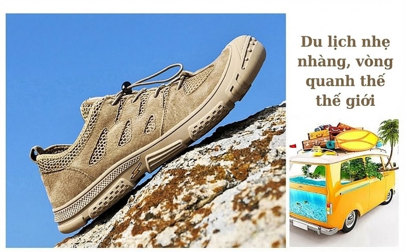 Giày lội nước nam vải lưới thoáng khí nhanh khô chống trượt đi câu cá đi biển đế cao 3 cm chi tiết 13