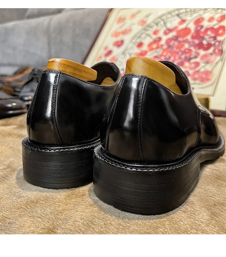 Giày Tây Buộc Dây Nam Da Bóng Chiều Cao Đế Khoảng 3cm Màu Đen chi tiết 12