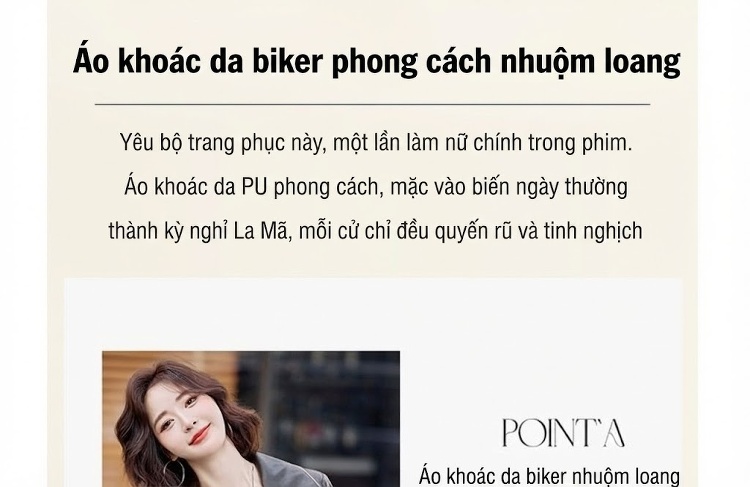 Áo Khoác Da Nữ Dáng Ngắn Phong Cách Moto Thời Trang Màu Đen, Nâu chi tiết 3