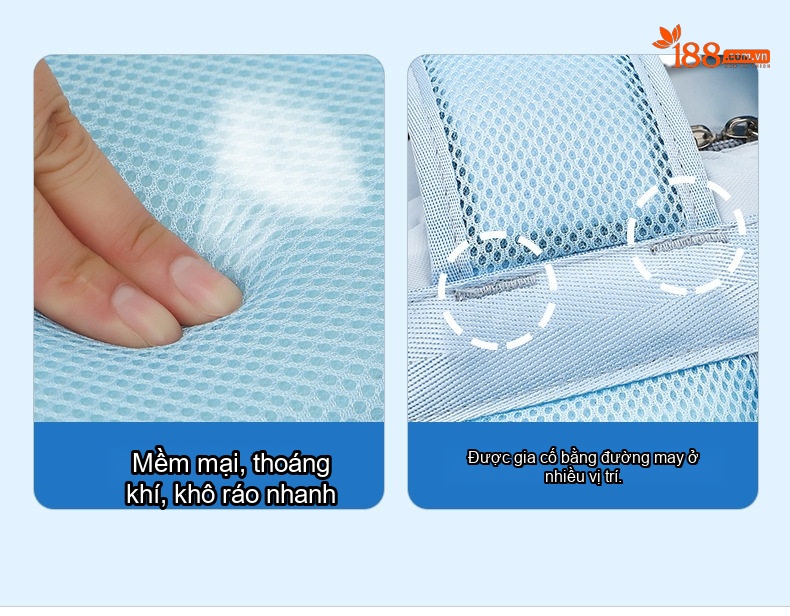 Balo Đa Năng Nữ Chống Thấm Nước, Chia Ngăn Ướt Khô, Dung Tích Lớn Màu Xám, Xanh chi tiết 33