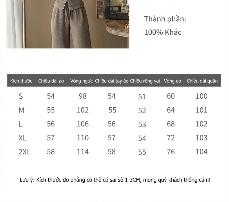 Bộ đồ nữ áo khoác ngắn có mũ quần ống rộng dệt kim chi tiết 11