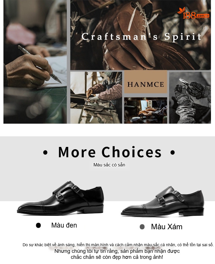 Giày Monk Strap Nam Da Bò Đầu Vuông Chiều Cao Đế Khoảng 3cm Màu Xám chi tiết 4