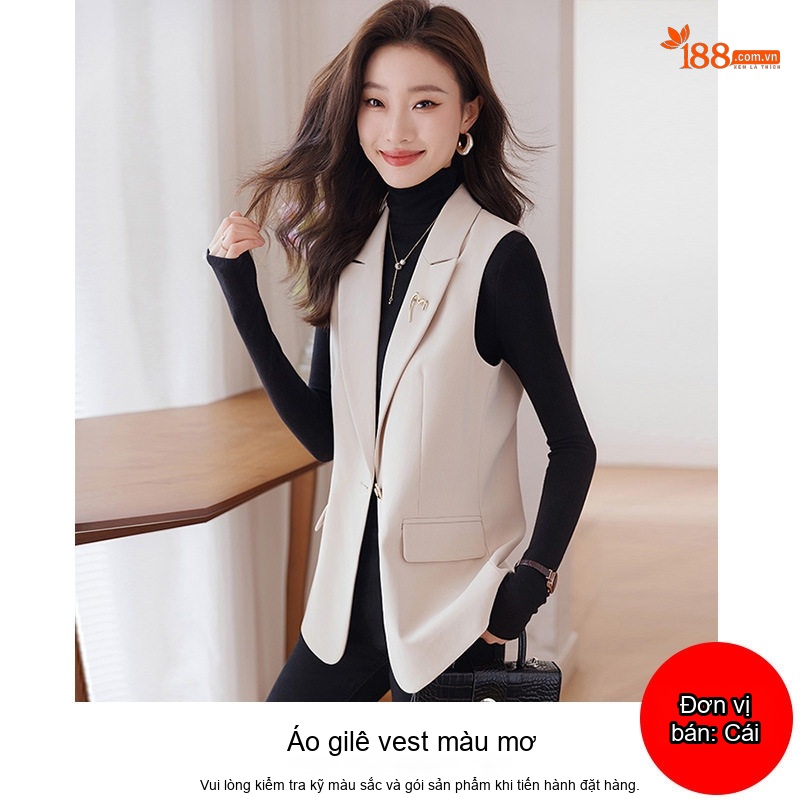 Áo Gile Vest Nữ Công Sở Màu Be, Hồng, Đen