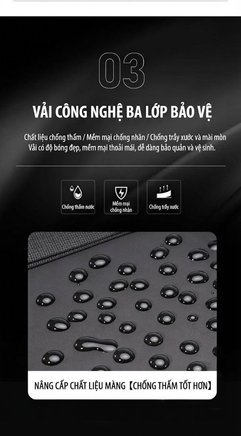Balo Nam OSOCE Đựng Laptop 14 Inch Chống Nước Phong Cách Công Sở Màu Đen chi tiết 6