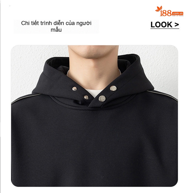 Áo Hoodie Nam Dáng Rộng Tay Dài Có Mũ Trùm Đầu Phong Cách Casual Màu Đen, Xám, Nâu chi tiết 21
