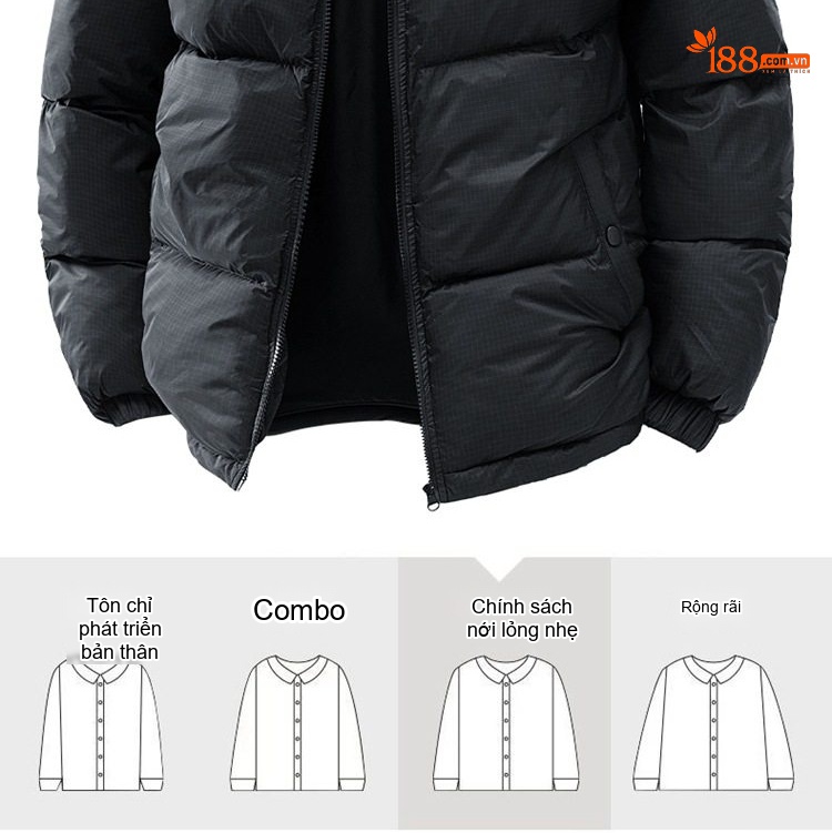 Áo Khoác Cotton Nam Nữ Có Mũ Trùm Đầu Tháo Rời Được Dáng Rộng Lót Dày Màu Vàng, Đen chi tiết 3