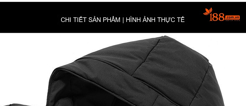 Áo Khoác Phao Nam Dáng Dài Có Mũ Trùm Đầu Cotton Dày Ấm Áp Màu Đen, Xám, Xanh Rêu chi tiết 21