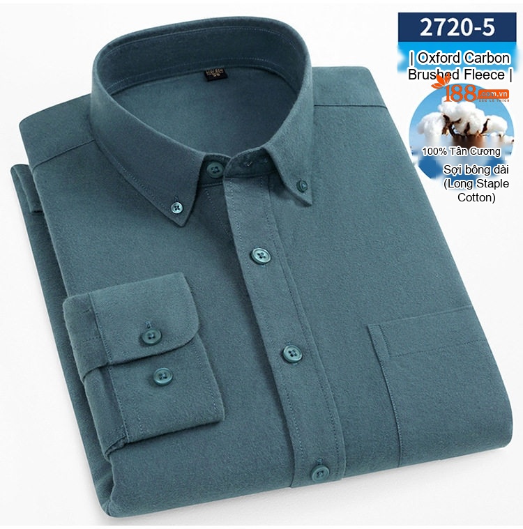 Áo Sơ Mi Tay Dài Nam Cotton Oxford Dáng Ôm Màu Trắng, Xanh Dương, Xám, Xanh Lá... chi tiết 30