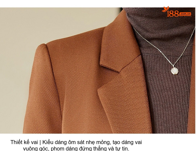 Áo Khoác Blazer Nữ Dáng Dài Tay Dài Màu Nâu, Đen, Đỏ chi tiết 28