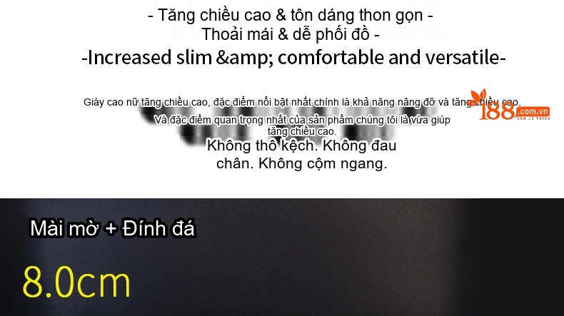 Giày Thể Thao Nữ Đính Đá Chiều Cao Đế Khoảng 5cm Phong Cách Ulzzang Màu Đen, Xám, Đỏ chi tiết 3