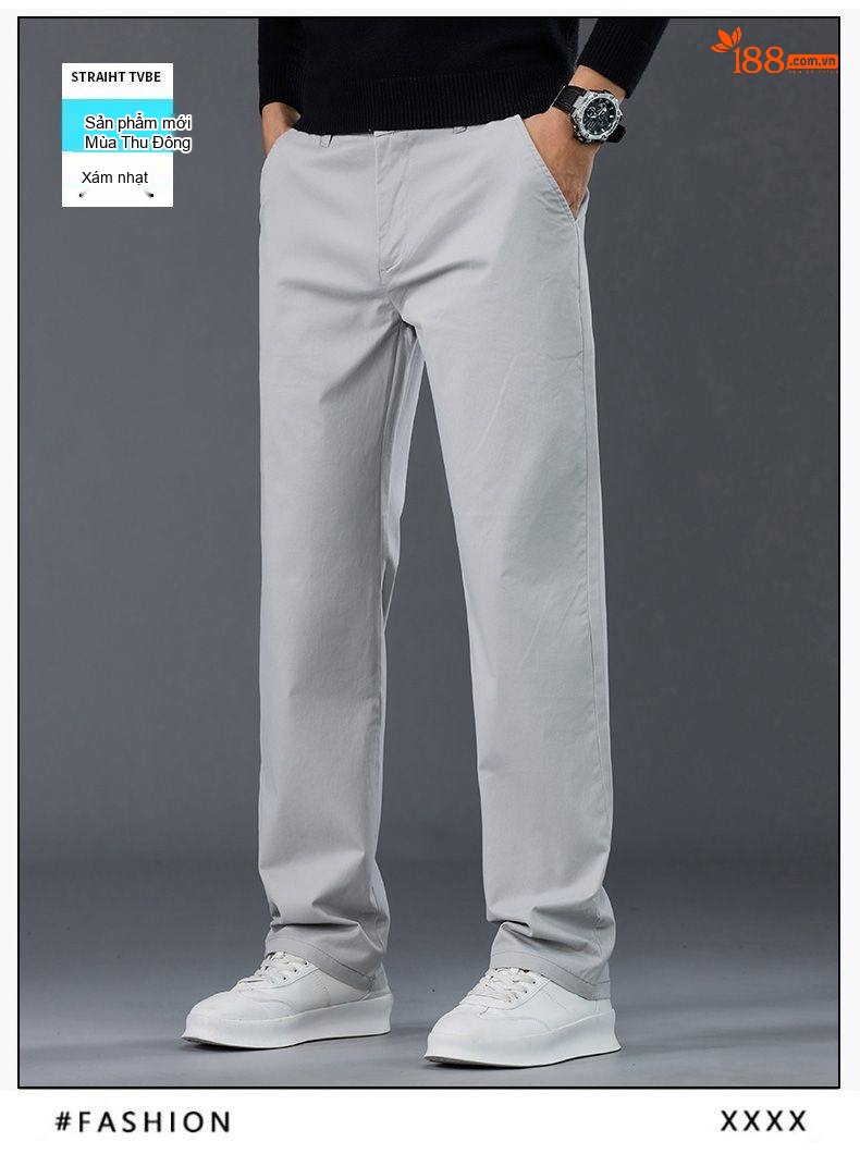 Quần Dài Nam Cotton Dáng Suông Rộng Thoải Mái Màu Đen, Xám, Kem, Xanh Navy chi tiết 19