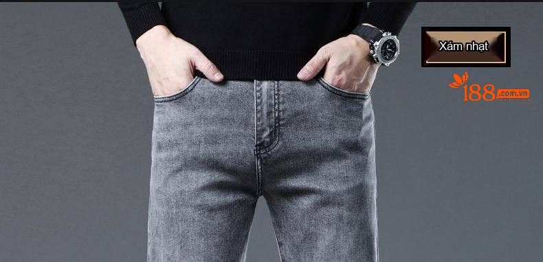Quần Jean Nam Ống Đứng Lyocell Dáng Ôm Vừa Vặn Màu Xanh Dương chi tiết 27