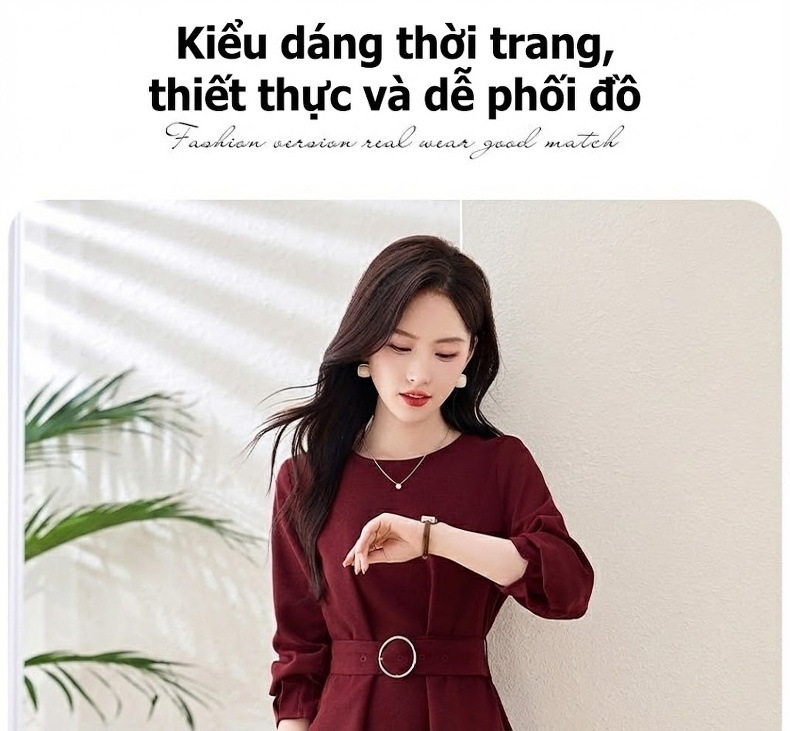Set Bộ Áo Blazer và Chân Váy Midi Thanh Lịch, Quý Phái Màu Đỏ Rượu, Xanh Olive, Đen chi tiết 7