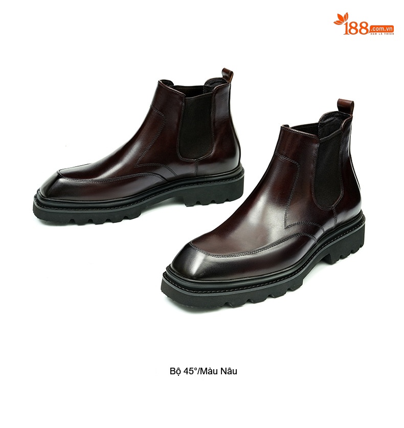 Giày Chelsea Nam Da Bò Cổ Lửng Đế Dày Chiều Cao Đế Khoảng 4cm Màu Đen, Nâu chi tiết 16