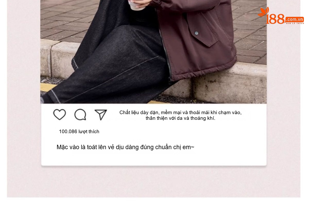 Áo Khoác Parka Nữ Lót Lông Dày Dặn Dáng Dài Màu Nâu chi tiết 9