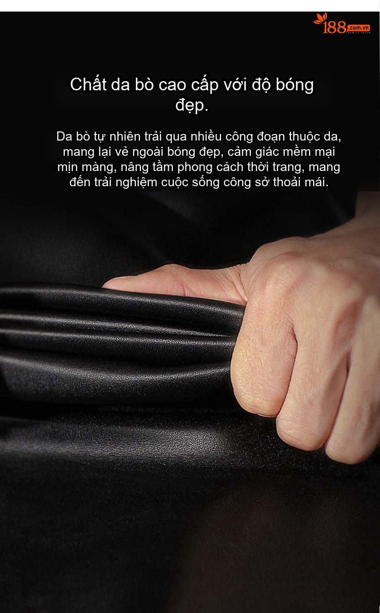 Giày Tây Buộc Dây Nam Da Bò Chiều Cao Đế Khoảng 3cm Màu Nâu, Đen chi tiết 6