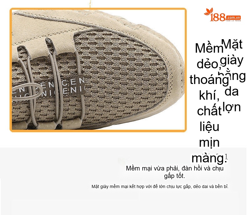 Giày Thể Thao Nam Thoáng Khí Da Thật Chiều Cao Đế Khoảng 3cm Phong Cách Hàn Quốc Màu Be, Xám chi tiết 10
