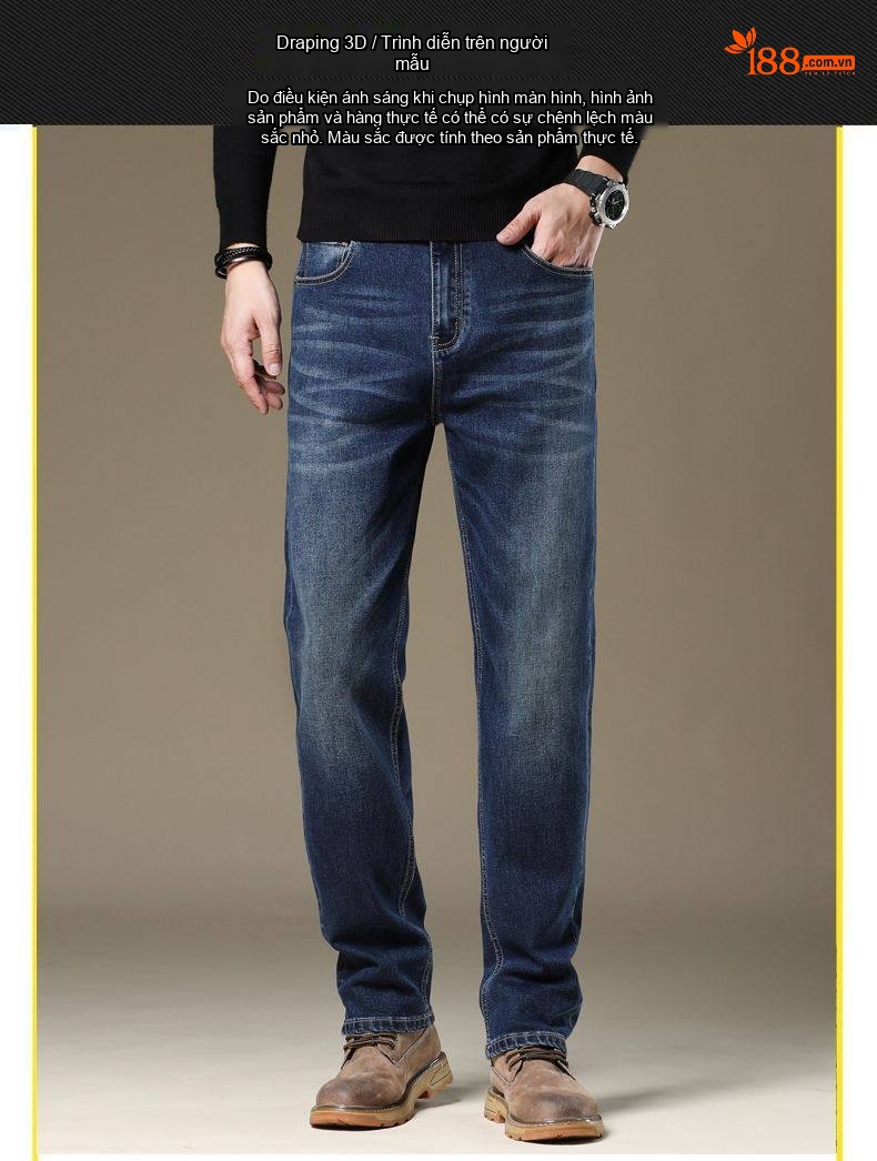 Quần Jean Nam Ống Đứng Ôm Vừa Vặn Phong Cách Âu Mỹ Màu Xanh Denim chi tiết 18