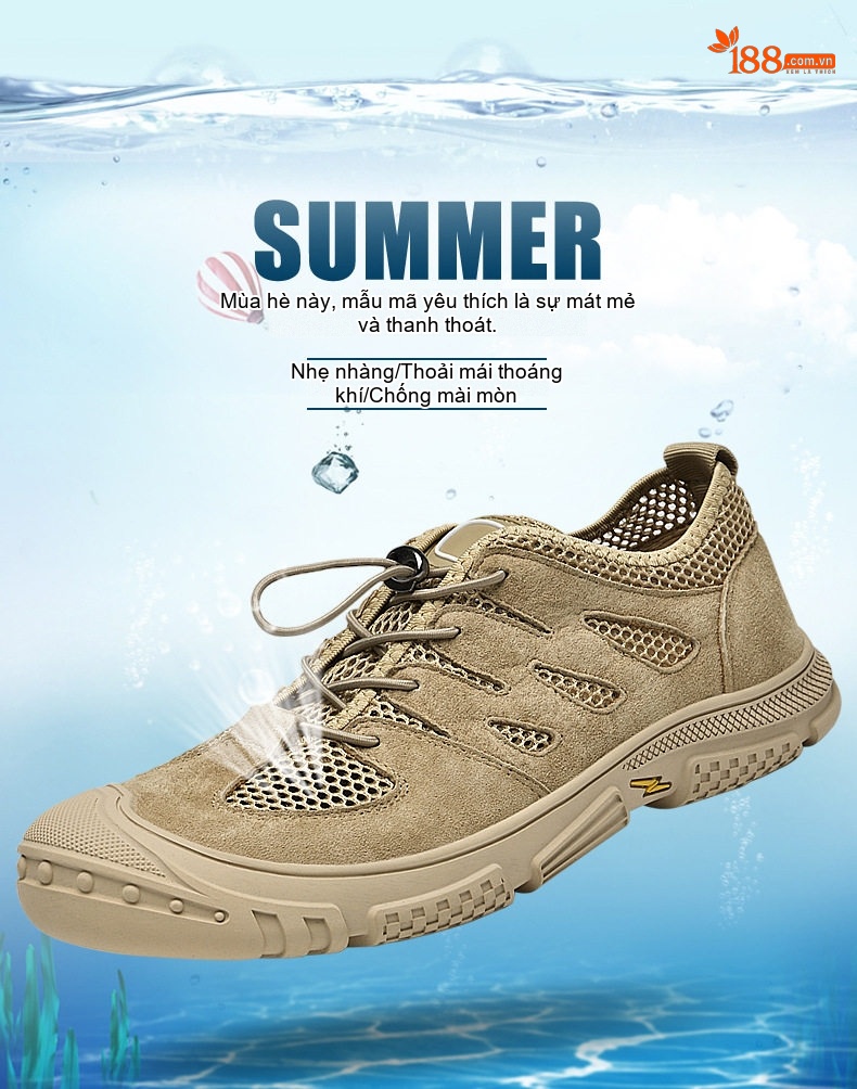 Giày lội nước nam vải lưới thoáng khí nhanh khô chống trượt đi câu cá đi biển đế cao 3 cm chi tiết 1