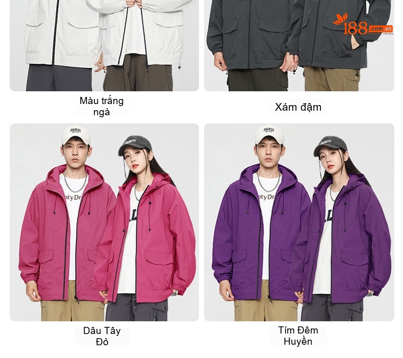 Áo khoác gió chống thấm nước có mũ trùm đầu phong cách outdoor chi tiết 10