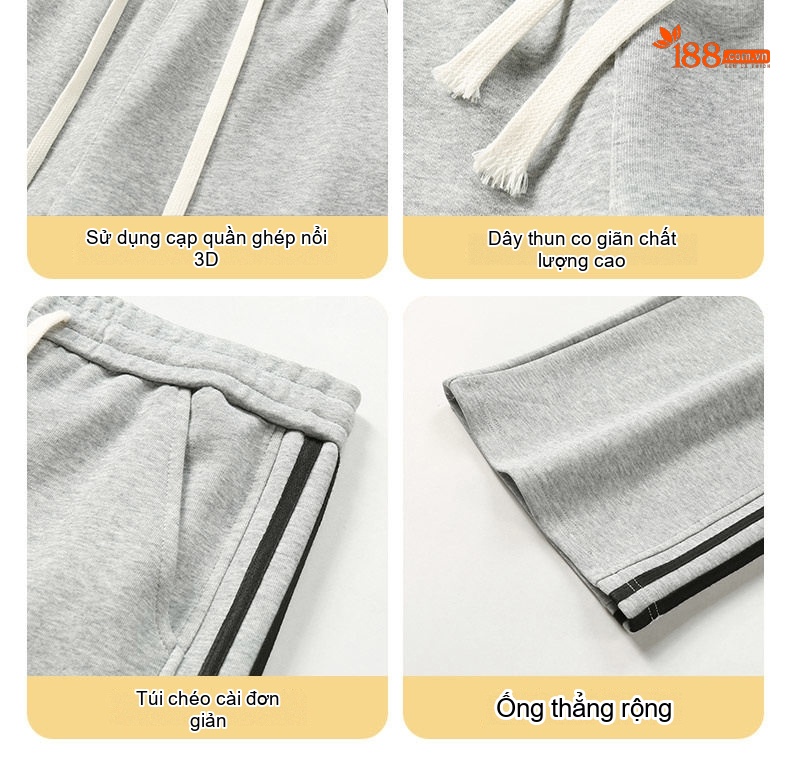 Quần thể thao dáng suông nam phong cách Mỹ ống suông rộng chi tiết 9