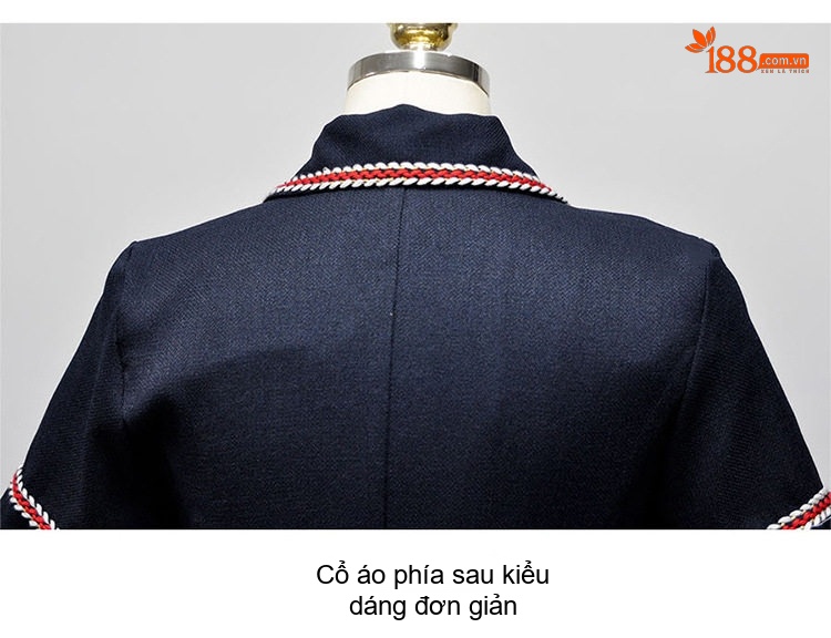 Váy Đầm Ôm Body Nữ Cổ chữ Vest Tay Ngắn Hai Hàng Khuy Phong Cách Thanh Lịch Màu Xanh Navy chi tiết 29