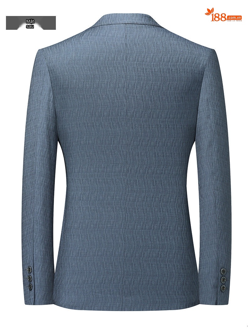 Áo Vest/Blazer Nam Thu Đông Hoạ Tiết Gợn Sóng Ôm Dáng Màu Xanh chi tiết 9