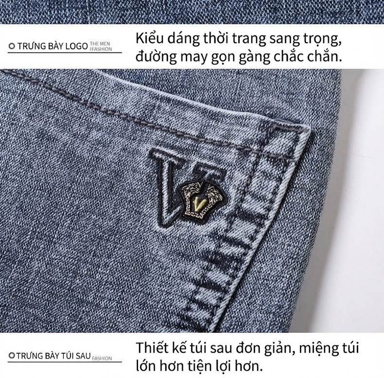 Quần Jean Nam Ống Đứng Dáng Rộng Co Giãn Nhẹ Phong Cách Casual Màu Xanh, Xám chi tiết 30