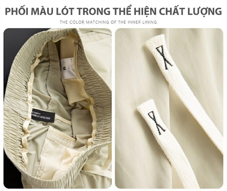 Quần dài thể thao nam ống bo thun lưng co giãn chất băng lụa mùa hè chi tiết 3