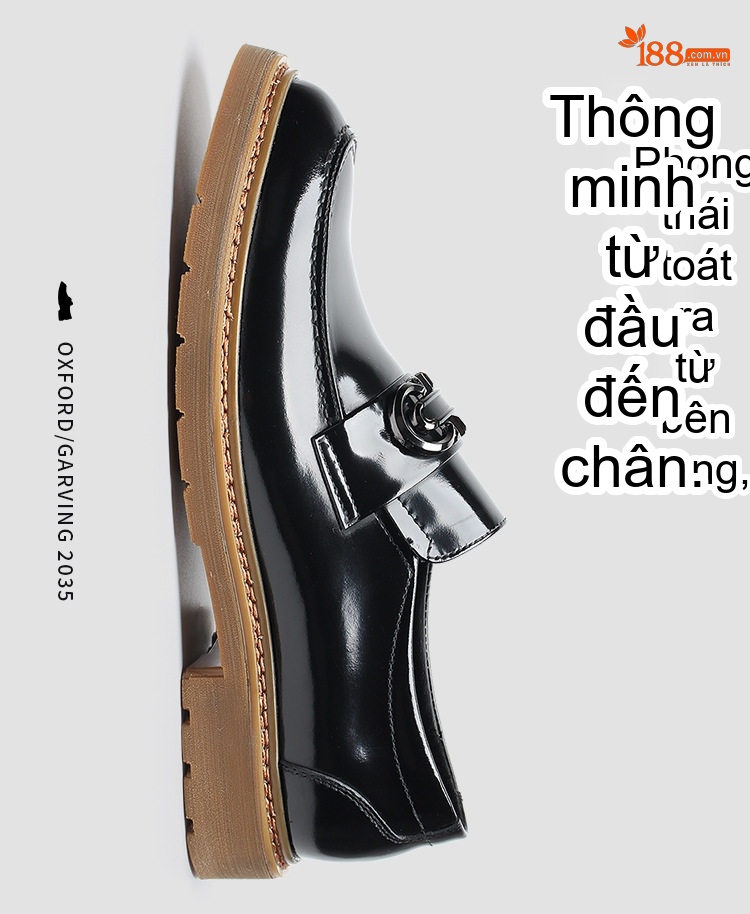 Giày Lười Nam Da Bóng Đế Chống Trượt Chiều Cao Đế Khoảng 3cm Màu Đen, Nâu chi tiết 3