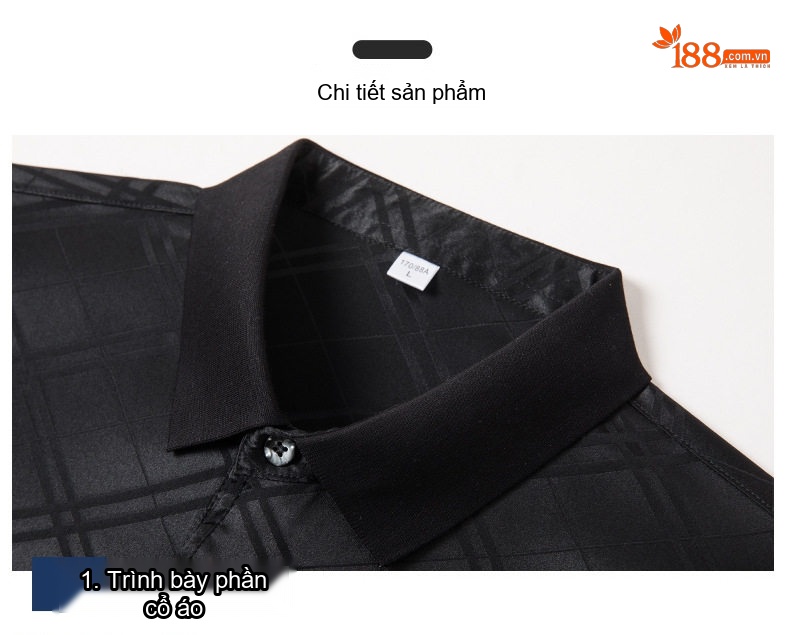 Áo Thun Polo Nam Tay Ngắn Lụa Tơ Tằm Trung Niên Họa Tiết Thoáng Khí Màu Xanh, Đen chi tiết 7