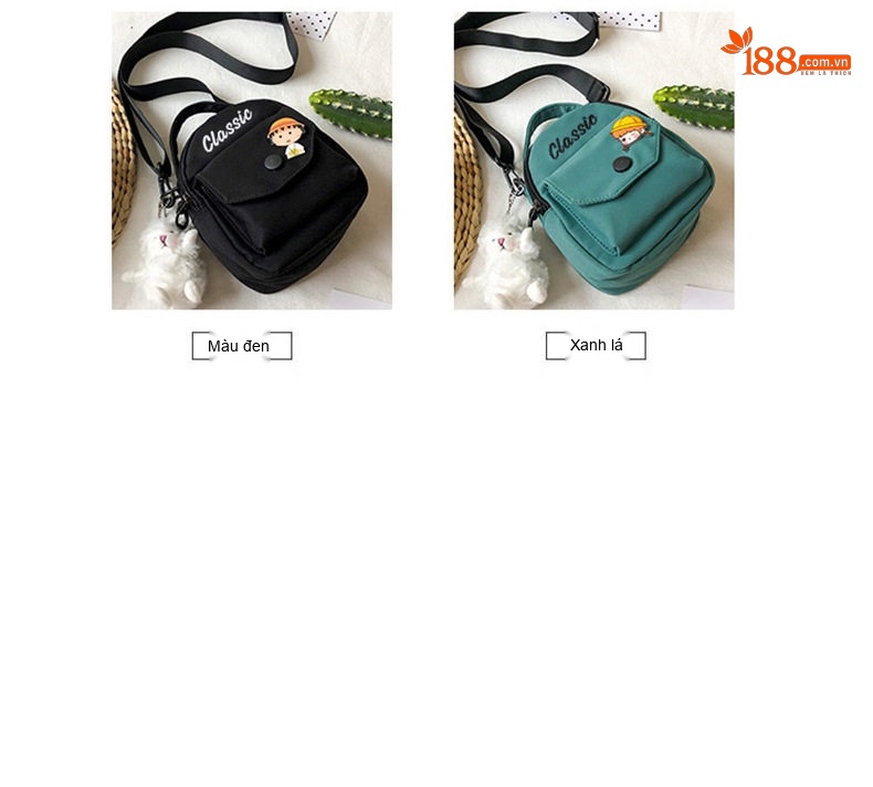 Túi Đeo Chéo Nữ Vải Canvas Mini Đựng Điện Thoại Phong Cách Hàn Quốc Màu Kem chi tiết 7