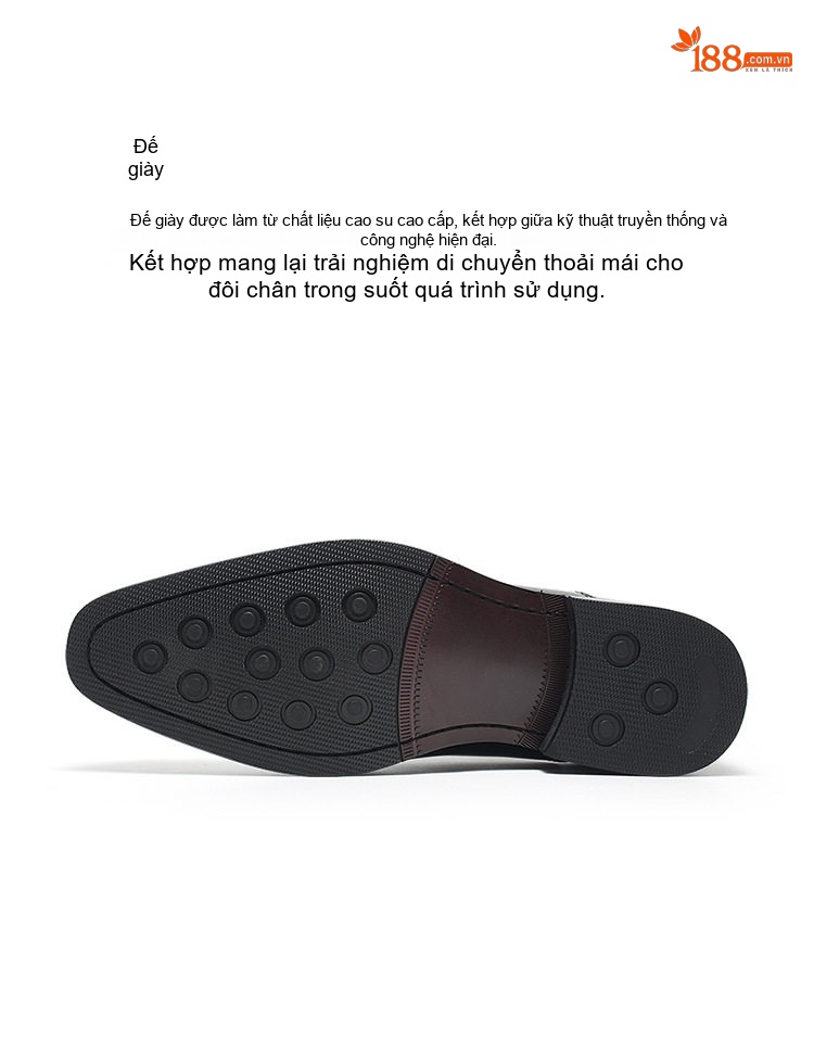 Giày Tây Buộc Dây Nam Da Thật Chiều Cao Đế Khoảng 3cm Màu Đen, Nâu chi tiết 14