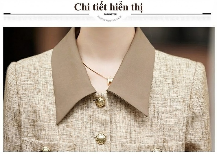 Bộ Set Áo Khoác Quần Ống Rộng Nữ Phong Cách Tiểu Thư Thanh Lịch Màu Be, Xám, Đen chi tiết 22