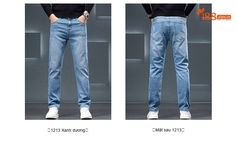 Quần Jean Nam Ống Đứng Cotton Co Giãn Cao Cấp Màu Xám, Xanh Đậm, Xanh Nhạt, Xanh... chi tiết 10