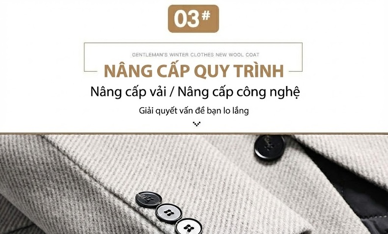 Áo Khoác Dạ Nam Dáng Dài Ôm Dáng Thu Đông Chất Liệu Lông Cừu Màu Xám, Xanh Navy chi tiết 9