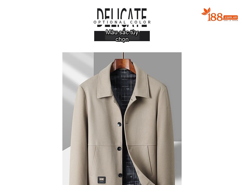 Áo Khoác Jacket Nam Cổ Bẻ Dáng Ôm Vừa Phong Cách Doanh Nhân Màu Đen, Nâu, Be chi tiết 7