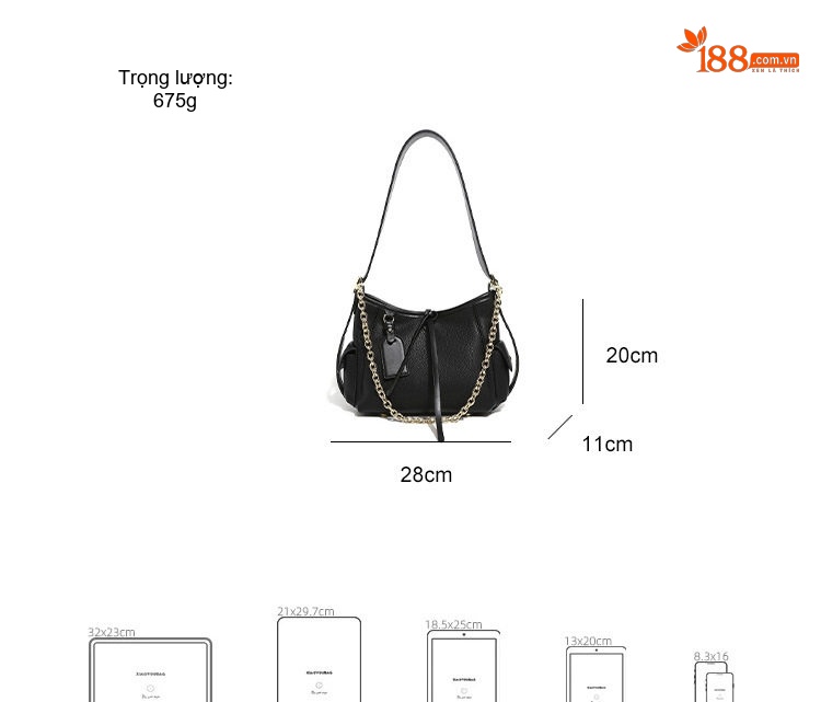 Túi Tote Đeo Vai Nữ Da Mờ Sức Chứa Lớn Phong Cách Thời Trang Màu Đen, Nâu chi tiết 4