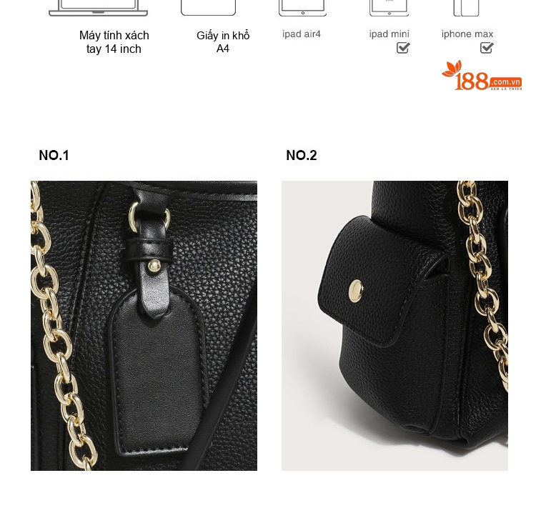 Túi Tote Đeo Vai Nữ Da Mờ Sức Chứa Lớn Phong Cách Thời Trang Màu Đen, Nâu chi tiết 5